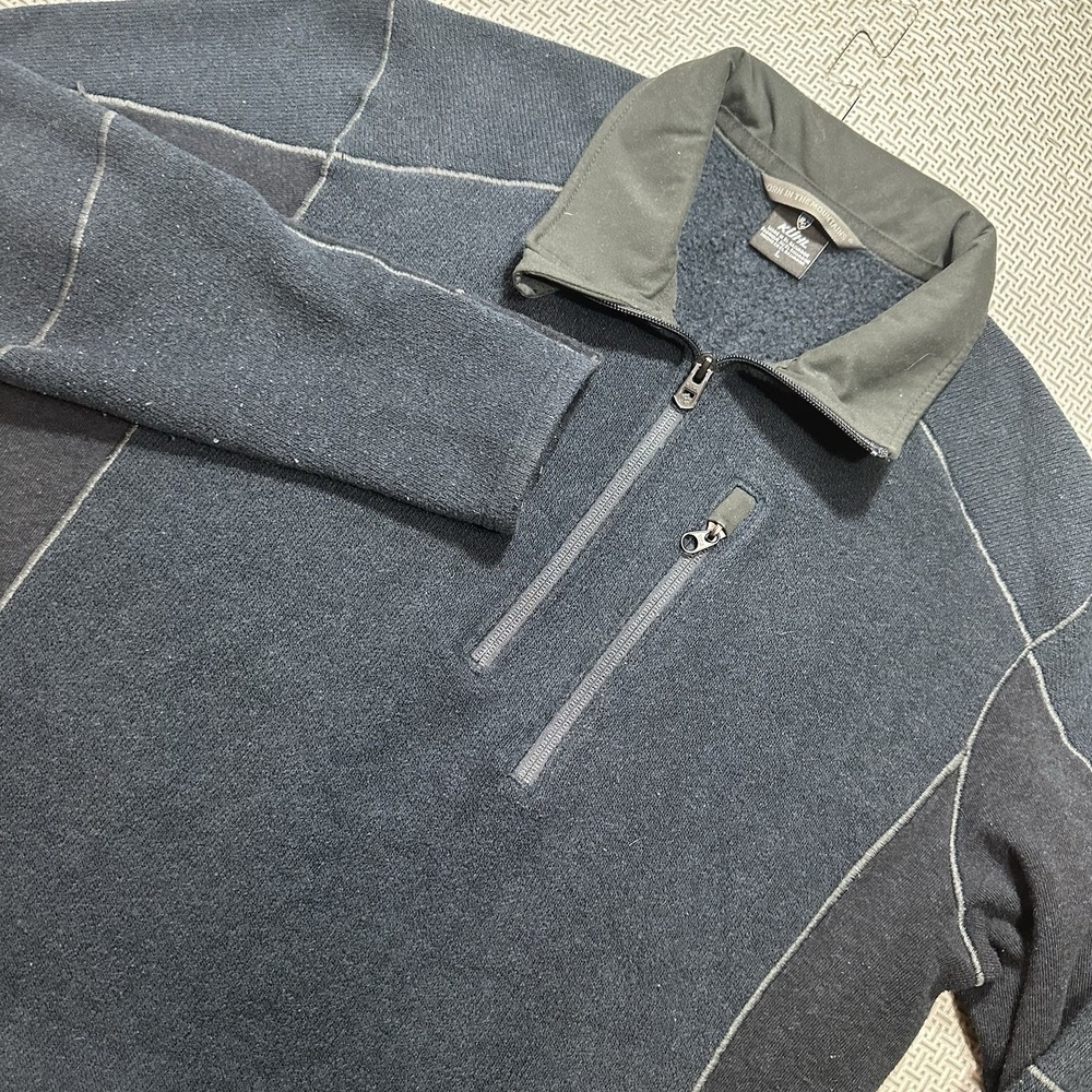 KUHL Mens L Navy Blue Interceptr 1/4 Zip Fleece Pullover Outdoor Hiking Jacket